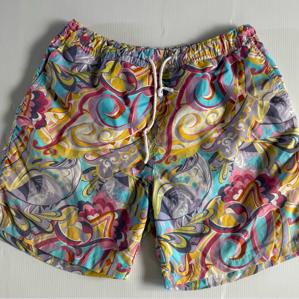 Peter Millar Swim‎ Trunks MensM Mesh Lined Drawstring Vibrant Floral Pastels